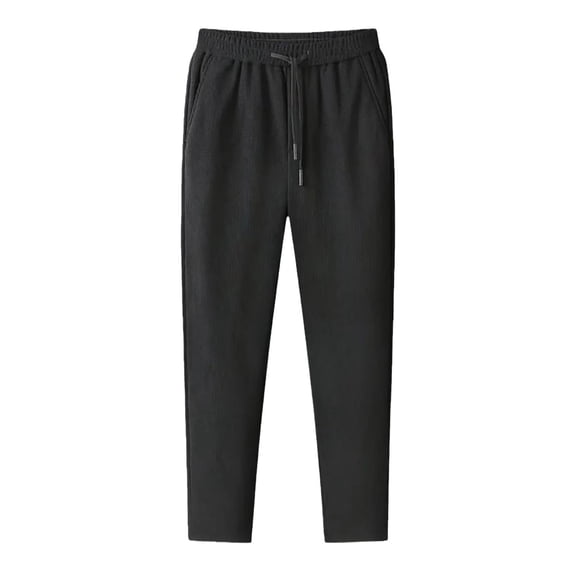 JTieacloth Cotton Linen Pants for Men Men's Corduroy Pant Straight Fit Flat Front Casual Chino Pants Black