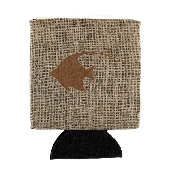 Fish - Angel Fish Burlap and Brown Can or Bottle Beverage Insulator Hugger