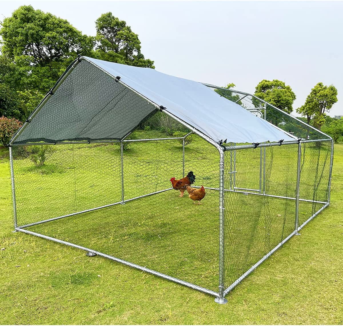 Buy Extra Large Chicken Coop geeloon 10x13ft Metal Walk-in Chicken Run ...