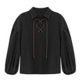 thumbnail image 3 of YONGHS Kids Boys Medieval Pirates Tops Shirts Renaissance Retro Pullover Lace up Halloween Costume Black 3-4, 3 of 5