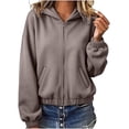 thumbnail image 2 of QUNYINEY Hoodie Women Plus Size Zip Up Fall Casual Sweatshirt Solid Long Sleeve Hooded Loose Fit with Pocket Women's Sweatshirts S-2XL, 2 of 5