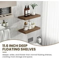 thumbnail image 5 of 24 Inch Floating Shelves, 12 Inch Deep Floating Shelves for Wall, Floating Shelf with Invisible Brackets, Deep Shelves for Bathroom, Bedroom, Living Room, 2 Pack, Walnut, 5 of 10