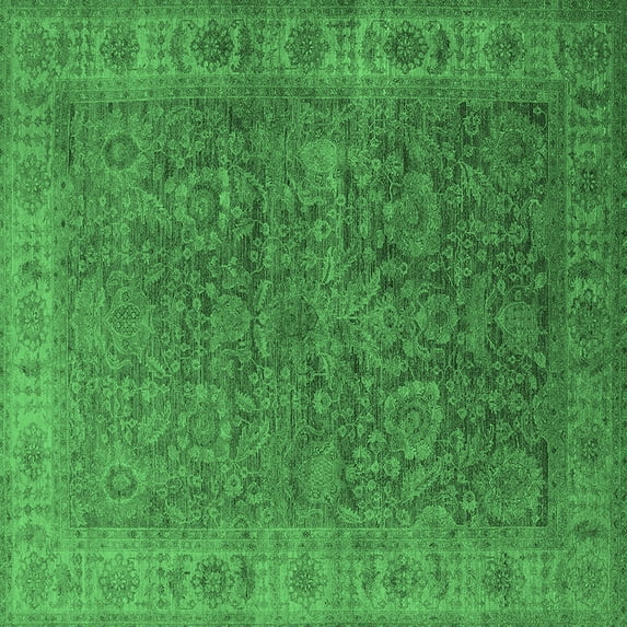 Ahgly Company Indoor Square Oriental Emerald Green Industrial Area Rugs, 5' Square