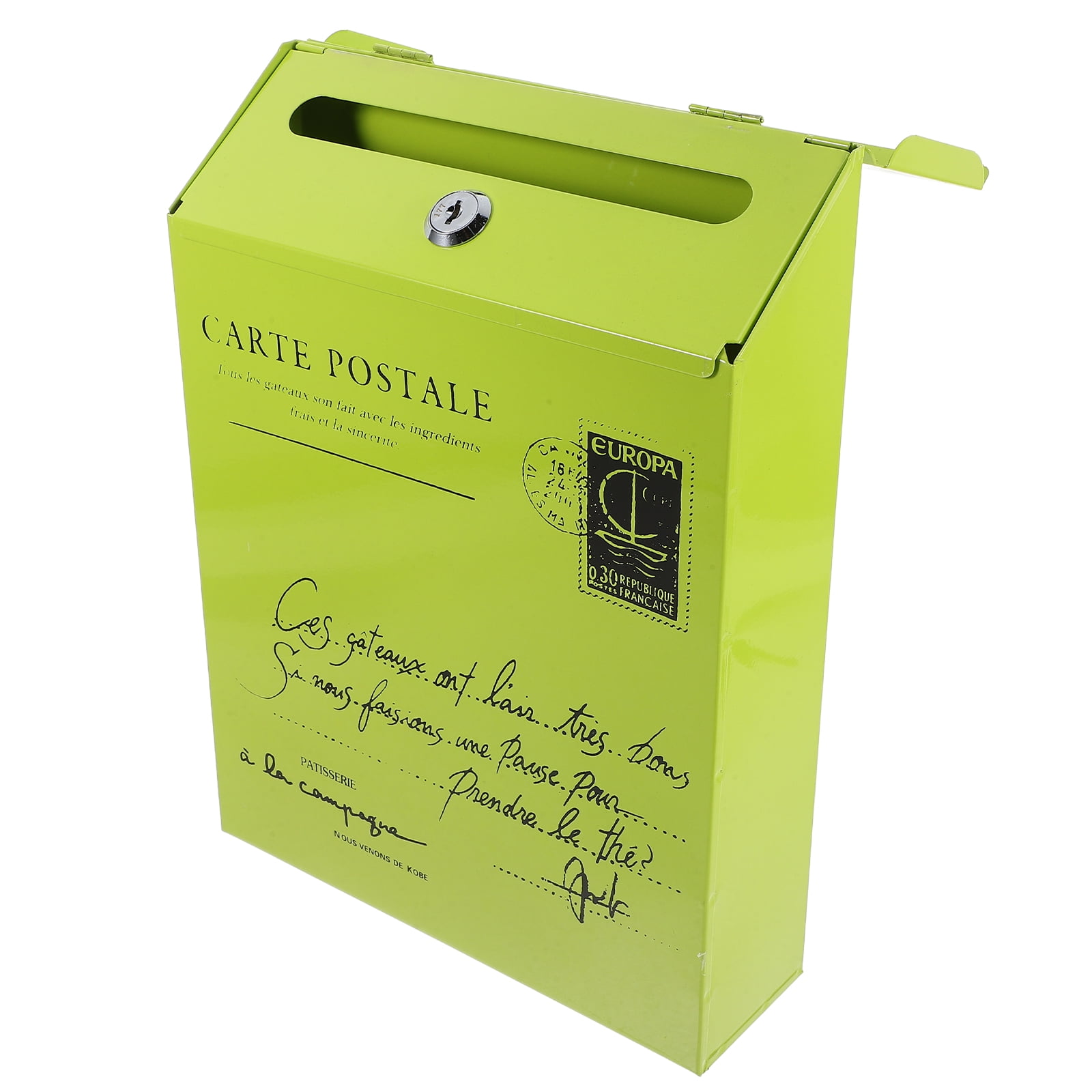 Raindrops With Lock Retro Vintage Mailbox Green 1Pack