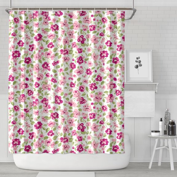 Pioneer Flower Floral Print Pattern Shower Curtain 84”x72", Bathroom Decorative Shower Curtain Set with 12 Hooks, Waterproof Washable