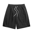 thumbnail image 6 of Men's Nylon Spandex Blend Casual Sports Shorts, Sweat Wicking Flexible Drawstring Elastic Waist Zipper Side Pockets for Training Walking Beach | TruHer,Black L, 6 of 9