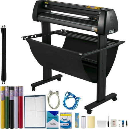 SKYSHALO Vinyl Cutter, 34 in / 870 mm Vinyl Plotter, Off-line LCD Cutting Machine, Adjustable Force and Speed for Sign Making Plotter, Available with COM USB and U-Disk, Windows System