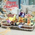 thumbnail image 5 of Plus Size Christmas Village Collectible Buildings, Amusement Park Figurine with Carousel, Popcorn and Coffee Shop Colorful Light Christmas Ornaments for Christmas Holiday Decorations, 5 of 7