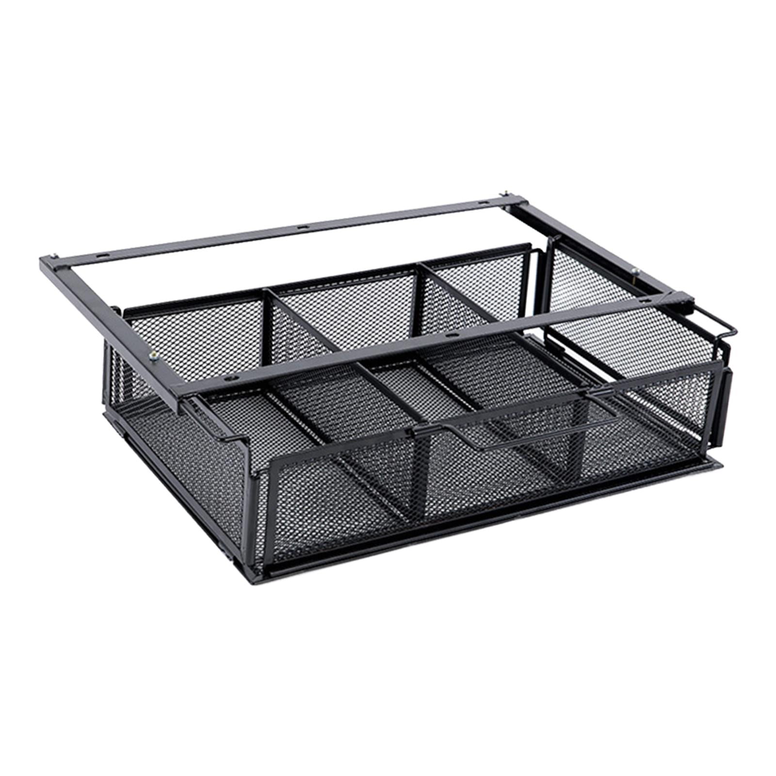 figatia under Desk Drawer Basket Hidden Desktop Organizer Black Invisible Tray Pull Out under Table Storage Shelf for Desktop Kitchen