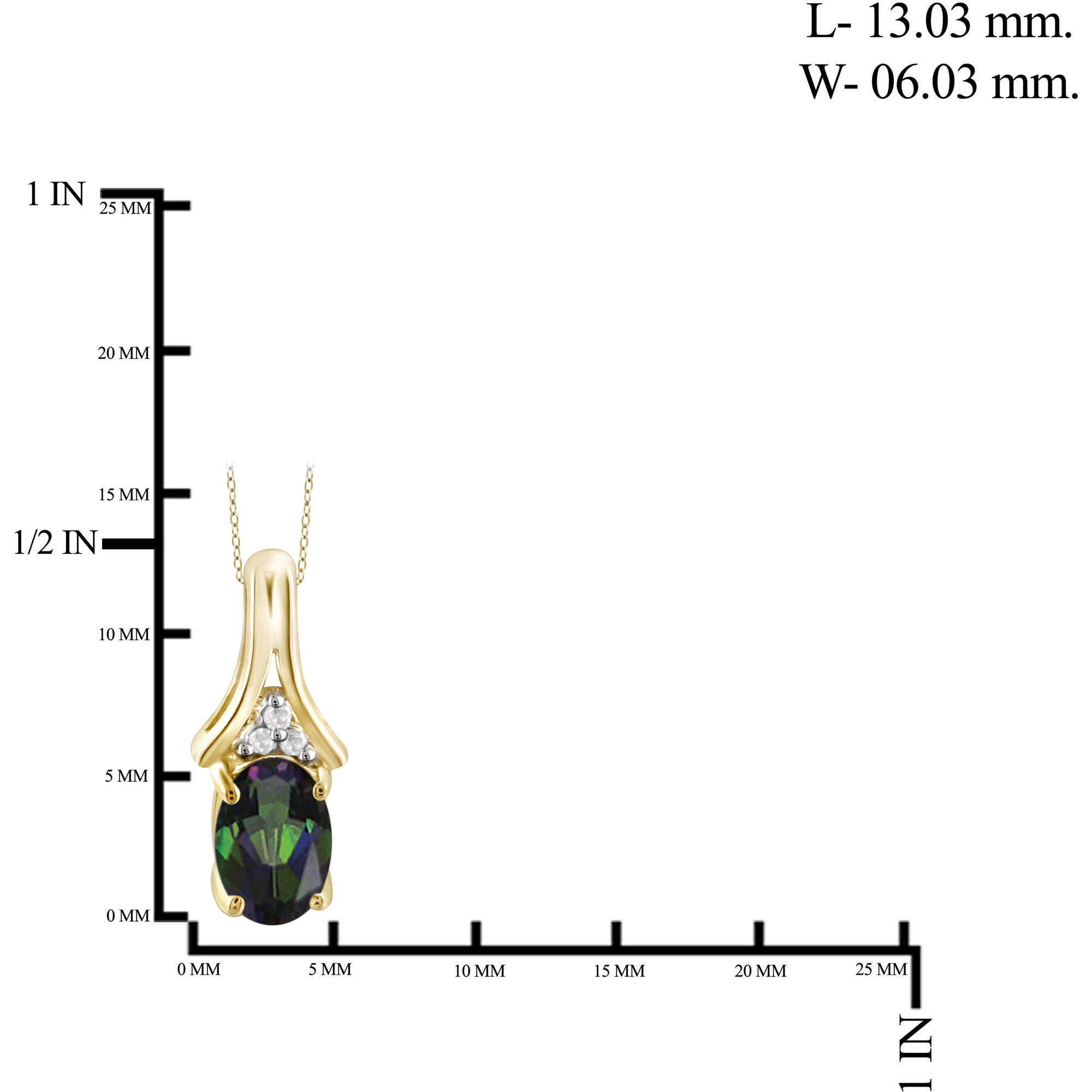 JewelersClub 1/2 Carat T.G.W. Mystic Topaz And White Diamond Accent 14K Gold Over Silver Pendant, 18"