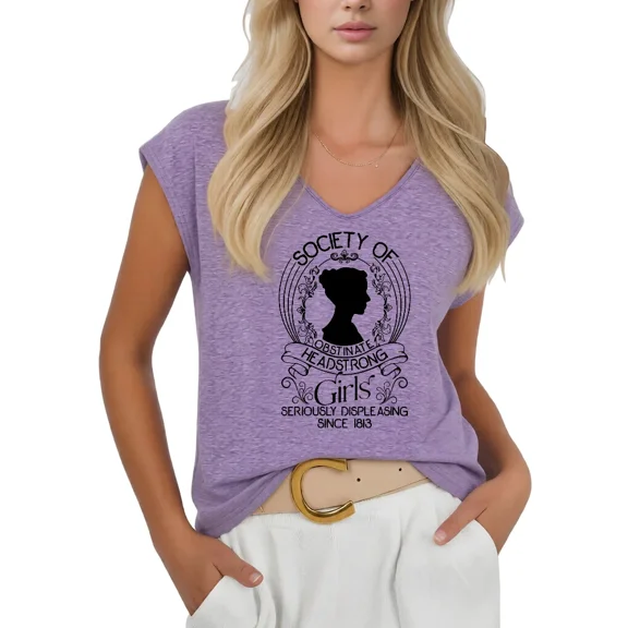 Cozymy Women's Bookish Jane Austen Quote V-Neck Sleeveless T-Shirt Casual Relaxed Fit Tank Top