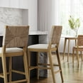 thumbnail image 2 of Nathan James Beacon Bohemian Boucle Bar Stool with Back, Bar Height Kitchen Island Chair, Seagrass Bar Stool, Cream Boucle/Brushed Light Brown, Set of 2, 2 of 4