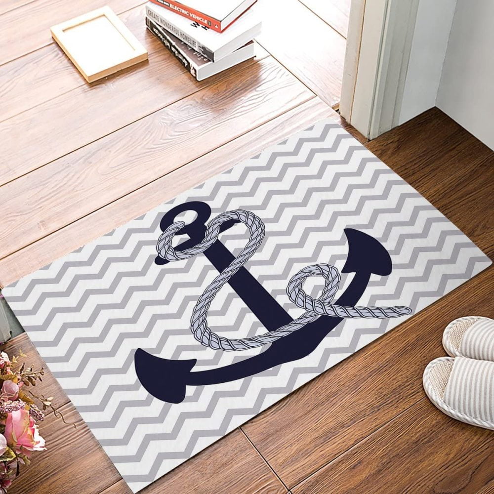 Red anchor and striped background Kitchen mat Bathmat Bathroom DoorMat carpet 