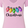 thumbnail image 4 of Inktastic Merry Christmas Rainbow Holiday Lights Women's V-Neck T-Shirt, 4 of 5