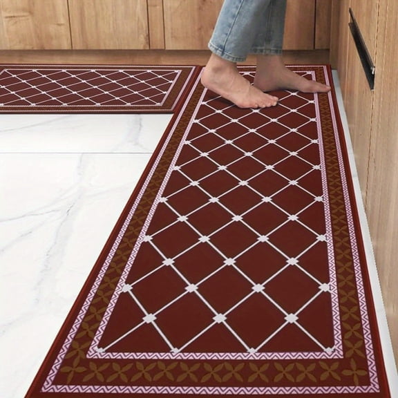 Kitchen Mat Cushioned Kitchen Rugs Non-Skid Waterproof Kitchen Mats and Rugs Comfort Standing Mat for Kitchen, Floor, Office, Sink, Laundry, 19.7 X 31.5” 19.7 X 47.2”, Red