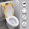 thumbnail image 3 of COEQINE Toilet Lid Cover and Toilet Tank Cover Breathable Easy to Clean Replacement with a 2-Piece Toilet Cover Set, Black Cat Book Floral Leaf Yellow, 3 of 7