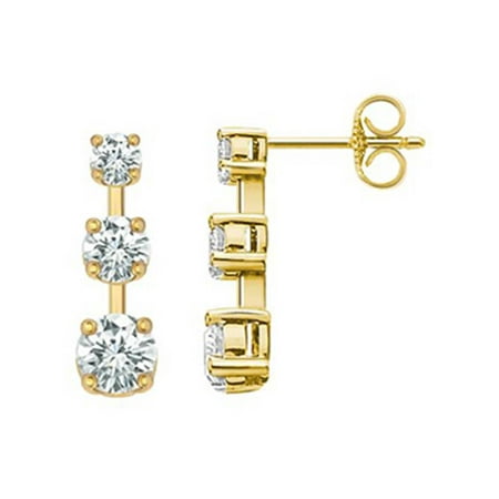 1ct Three Stone Diamond Earrings 14k Yellow Gold 1ct Three Stone Diamond Earrings 14k Yellow Gold