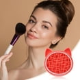thumbnail image 2 of Unique Bargains 1 Pc Cat Shape Makeup Brush Storage Cleaner Orange, 2 of 6