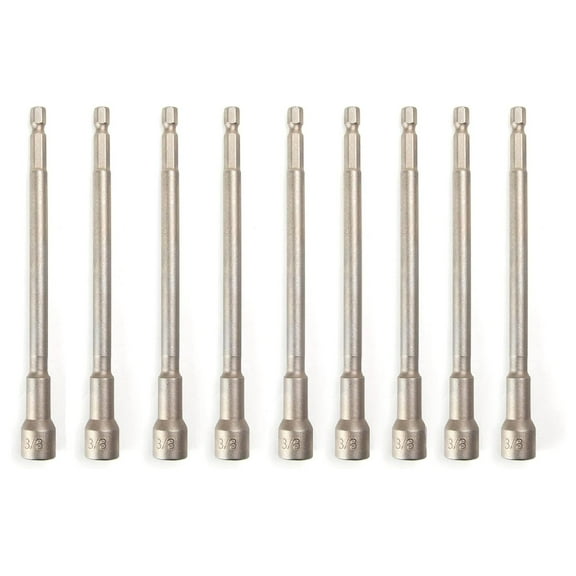 10pc 3/8" inch SAE 6" Extra Long Hex Shank Quick Magnetic Nut Setter Driver