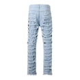 thumbnail image 5 of QHFBli Mens Baggy Jeans Male Solid Color Ripped Jeans Casual Small Foot Denim Trousers, 5 of 8