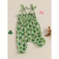 thumbnail image 4 of Baby Toddler Girls Jumpsuit, 6 12 18 24 Months Sleeveless Tie-up Pleated Clover Bow Print Casual Romper Clothes, 4 of 9