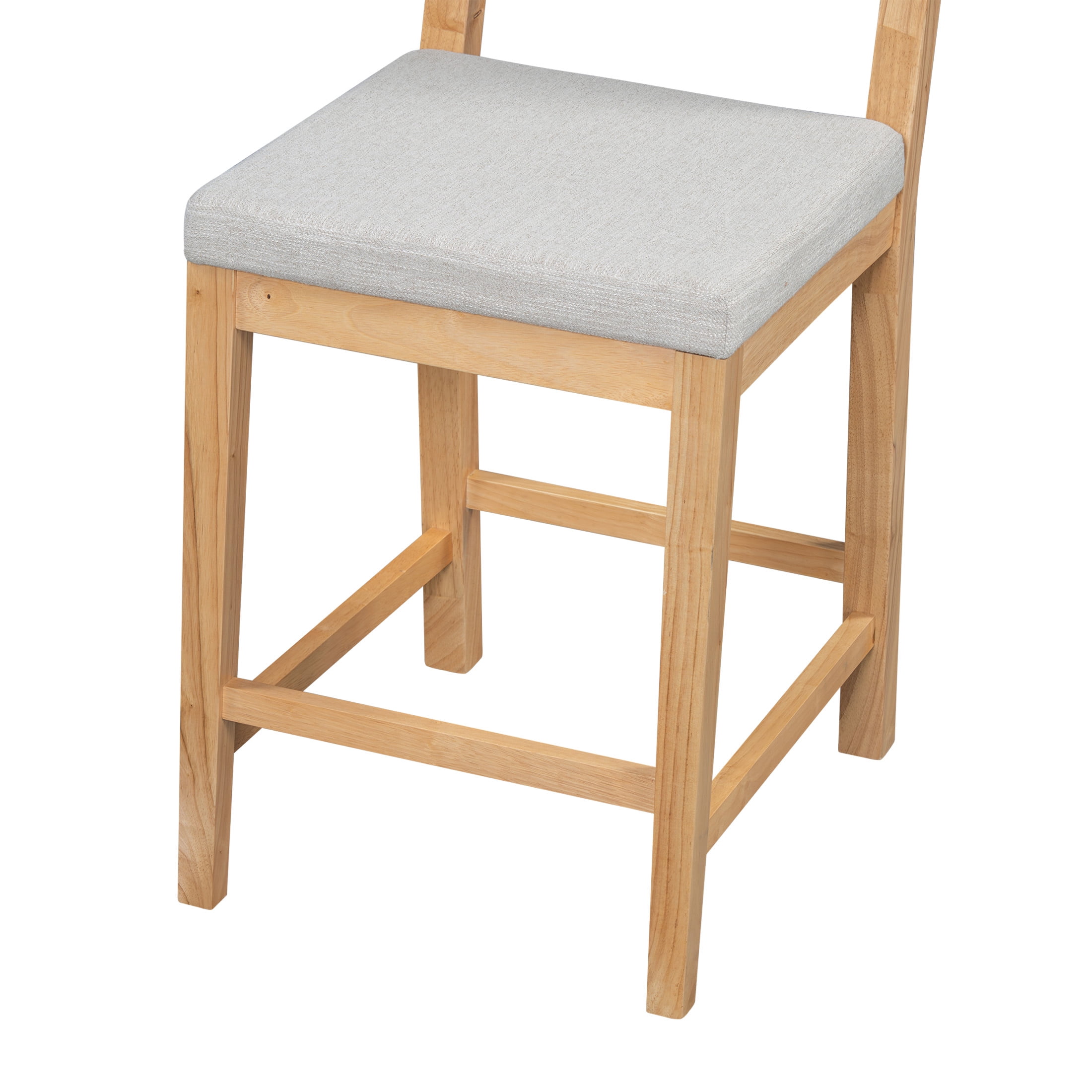 Christopher Knight Home 24.25" Counter Height Bar Stools, Wood Frame, Woven Rattan Back, Natural+Gray, Set of 2