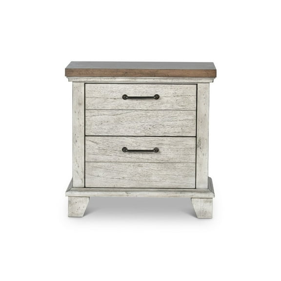 Steve Silver Bear Creek Rustic Two Drawer Nightstand, Rustic Ivory
