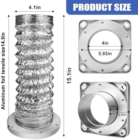 Magnetic Dryer Vent Coupler with 4 inch Hose，Magnetic Coupling for Connection and Disconnection,Magnetic Connector Kit Strong Self-connection(silver）