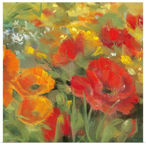 Great BIG Canvas | Rolled Carol Rowan Poster Print entitled Oriental Poppy Field I