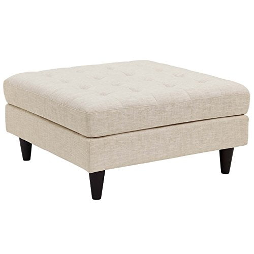Modway EEI-2139-BEI Empress Mid-Century Modern Upholstered Fabric Large Ottoman, Beige