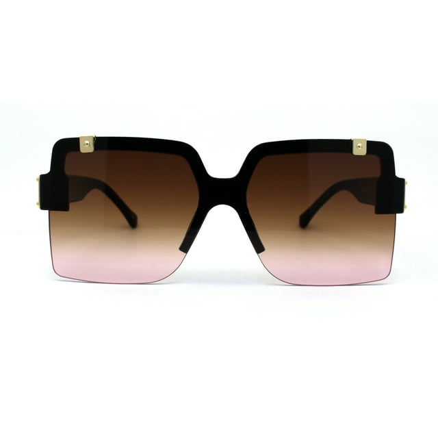 Lunettes de Soleil Rétro Uniques à Rabat Mafia en Plastique Noir Brun Rose