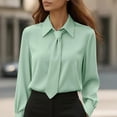 thumbnail image 2 of Ltctricy Blouses for Women Long Sleeve Tie Knot Collared Pleated Business Casual Work Tops Dressy Office Shirts, 2 of 6