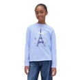 thumbnail image 1 of Remera GAP para niñas, manga larga, color Azul Cristal, talle XS, 1 of 3