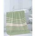 thumbnail image 3 of Sage Green Beige Striped Towel Set of 3, Soft Microfiber Bath Towels, Hand Towel, Washcloths, Modern Farmhouse Retro Lines Quick-Dry Absorbent Towels for Bathroom Kitchen Hotel Beach Gym Spa, 3 of 7