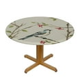 thumbnail image 3 of JEUXUS  Summer Round Fitted Table cover with Elastic Edged Spring Retro Birds Table Cover Polyester Washable Table Cloth for Indoor Outdoor Party Wedding Use, 3 of 7