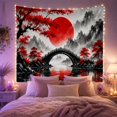 thumbnail image 2 of Upper Portion Traditional with Stone Arch Bridge, Serene Japanese Inspired for Japanese Art Lovers, Wall Decor, Housewarming Gift, Tapestry Wall Hanging for Dorm and Living Room, 2 of 7
