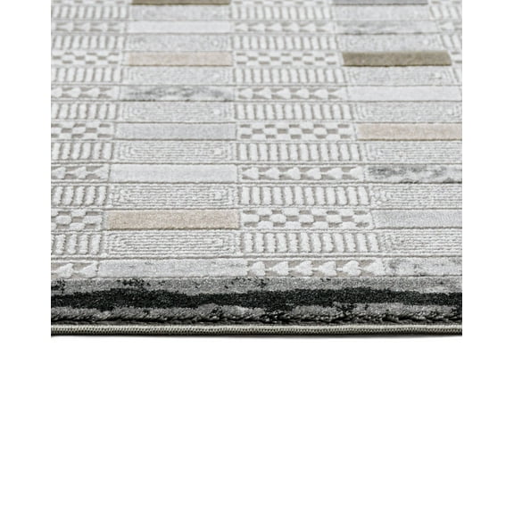 Jade Cream Geometric Knitwear Acrylic Area Rugs for Living Room Jacquard Textured Modern Rugs Soft Geometric Rug for Bedroom Washable Rug Non-Slip Bohemian Carpet Perfect for Dining Room Office Beige