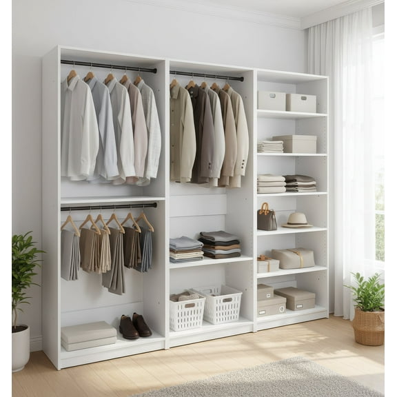 Prosper White Freestanding Walk in Wood Closet System