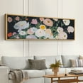 thumbnail image 2 of Large Framed Canvas Print Dark Floral Romantic Vintage BloomWall Art Decorative Ready to Hang Painting for Living room Bedroom 60x20 inches Natural Frame, 2 of 7