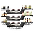 thumbnail image 4 of golytefs 47inch Modern Led Wine Rack Wall Mounted Hanging Large Liquor Shelf for Liquor Bottles with Led Light with Wine Glass Hooks 3-Tier for Home Bar Dining Room Cafe Decorative (Black 120*20cm), 4 of 8