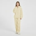 thumbnail image 2 of jtjvou 2 Piece Lounge Sets for Women Fuzzy Fleece Pajamas, Cute Bear Ear Hoodies with Long Pants Matching Sleepwear Outfits Beige L, 2 of 4