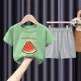 thumbnail image 4 of Amidoa Girls Summer Outfit Sets 2 Piece Graphic T-Shirt Short Sleeve and Casual Pants Set Kids Clothing Sets Green Size 6, 4 of 5