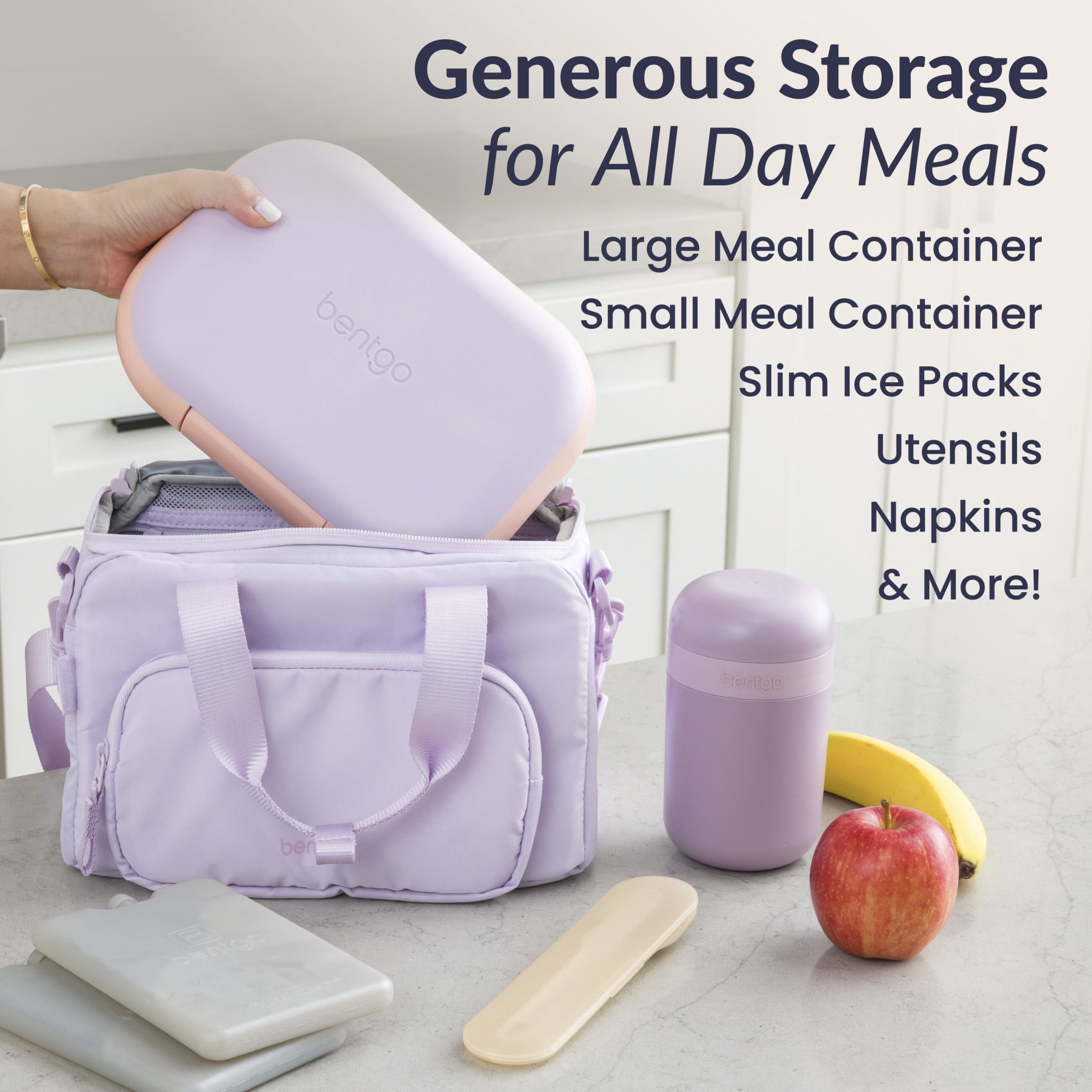 Bentgo Insulated Lunch Bag – Extra-Large Capacity Adult Lunch Bag with Shoulder Strap and External Storage Compartment, Durable, Lightweight, Ideal for Work, School, & Meals On the Go (Lavender)
