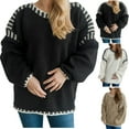 thumbnail image 1 of WRKEKC Chandails pour Femmes Automne Hiver Décontracté à Manches Longues Imprimé Tricot Chandail à Col Rond Motif Floral Cozy Chaud, 1 of 10