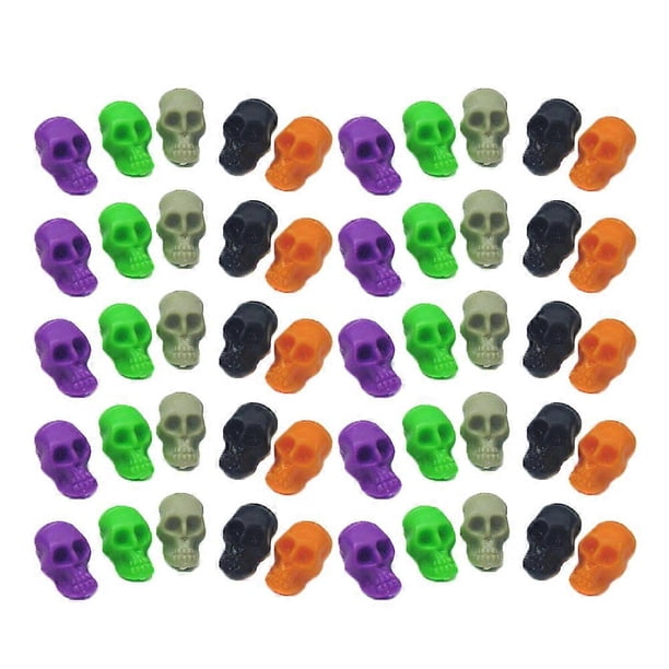 Colorful Mini Skull Toys 50Pcs Funny Plastic Skeleton Props Ideal For Halloween Celebration