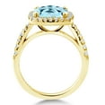 thumbnail image 3 of Gem Stone King 3.30 Ct Sky Blue Topaz White Created Sapphire 18K Yellow Gold Plated Silver Ring, 3 of 6
