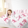 thumbnail image 4 of Homewish Cute Bow Tie Bedding Comforter Set,Ribbon Bowknot Twin Comforter Sets,White Pink Bedding Set For Girl Kids,Ultra Soft Home Decor Reversible,2 Pieces, 4 of 8