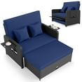 thumbnail image 1 of Gymax Set of 2 PE Wicker Outdoor Daybed w/4-Level Adjustable Backrest Storage Ottoman Navy, 1 of 10