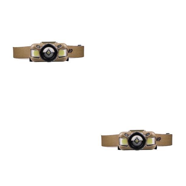 Injueey Linterna frontal recargable, linterna frontal portátil con brillo, linterna frontal regulable, lámpara de noche para exteriores para Marrón ampliable 2Conjunto