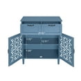 thumbnail image 4 of Vastcury 31.5" Retro 2 Door Cabinet with 2 Drawers, Hollow Carved Sideboard with Adjustable Shelves for Living Room, Blue, 4 of 10